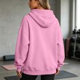 thumbnail image 3 of Oversized Hoodies for Women,Sweatshirt with Pockets, Solid Color Casual Hooded Sweatshirt, Women's Fall Winter Style Casual Track Outfits Pink S, 3 of 5