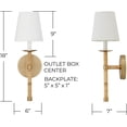 thumbnail image 2 of Capital Lighting 647211MA-705 Tulum White Fabric Shade with Handcraft Rattan Torchiere Wall Sconce, 1-Light 60 Watt, 18" H x 6" W, Matte Brass, 2 of 6