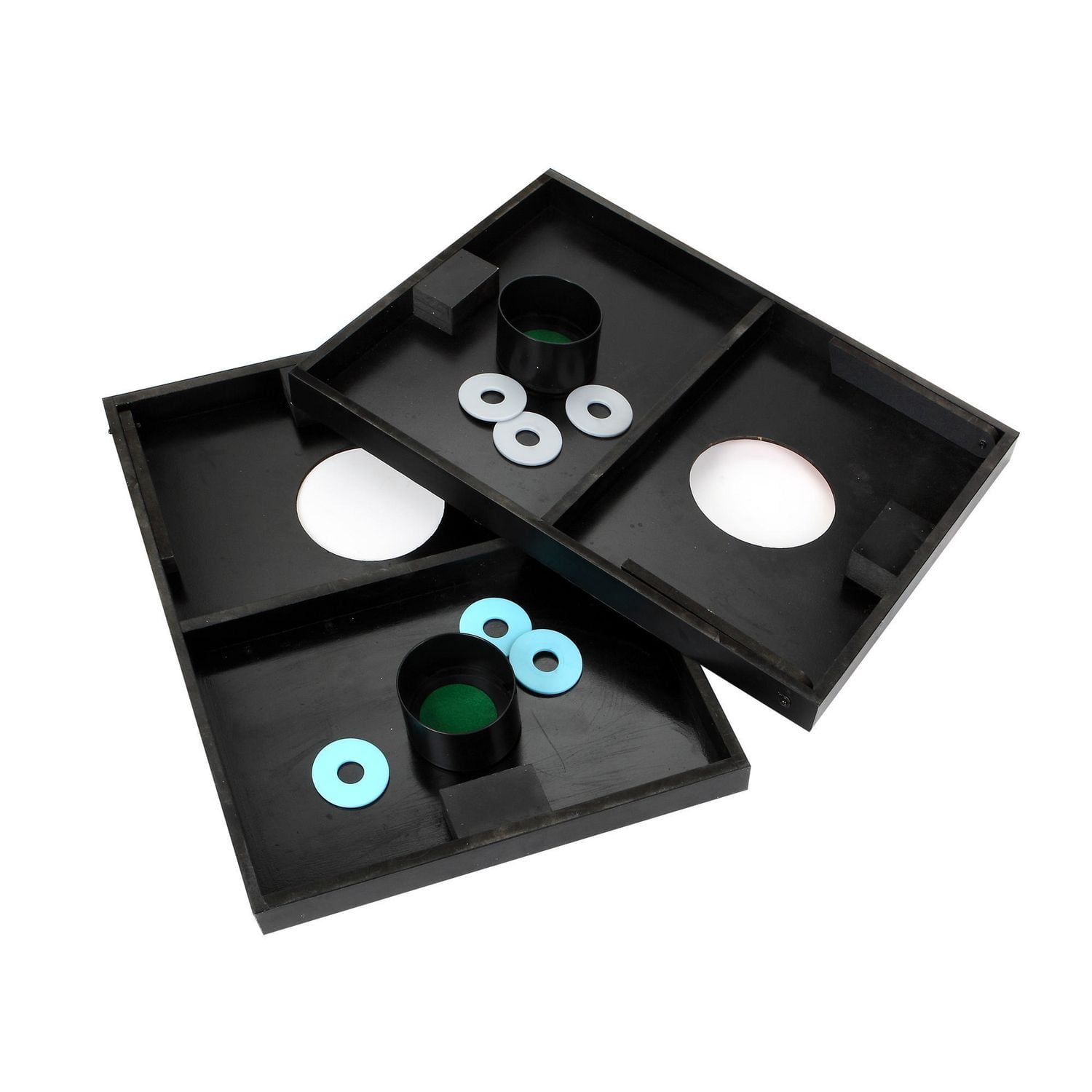 Ensemble 3 en 1- jeu de poches, rondelles, lancer à l'échelle avec sac de transport en nylon résistant aux déchirures