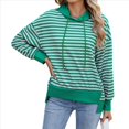 thumbnail image 1 of Sudadera de Rayas de Gran Tamaño para Mujer, Sudadera con Capucha de Bloques de Color, Jersey de Larga, Ropa Y2K Verde y XL, 1 of 10