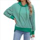 thumbnail image 1 of Sudadera de Rayas de Gran Tamaño para Mujer, Sudadera con Capucha de Bloques de Color, Jersey de Larga, Ropa Y2K Verde y XL, 1 of 10