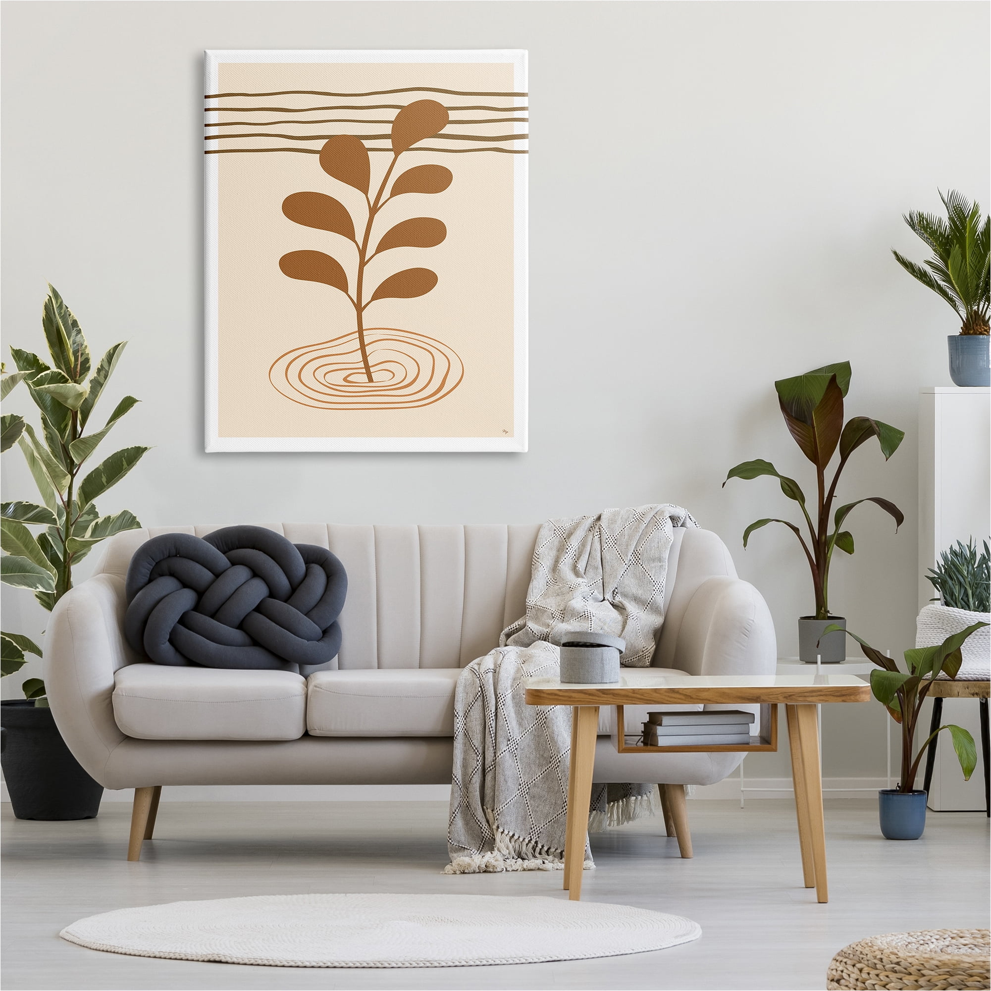 Stupell Industries Contemporary Earthy Leaf Botanical & Floral Painting Gallery Wrapped Canvas Art Print Wall Art, 36 x 48
