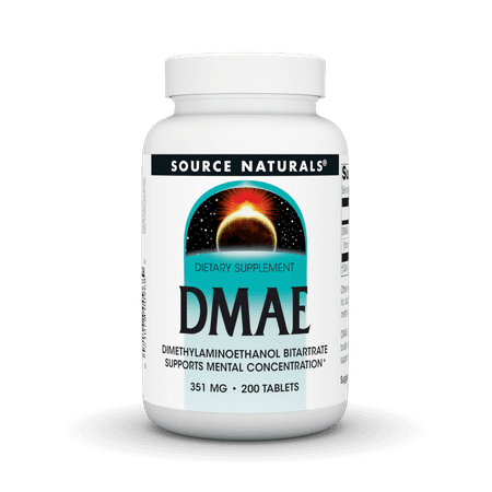 Source Naturals DMAE Dimethylaminoethanol Bitartrate Supports Mental Comcentration* 351 mg - 200 Tablets