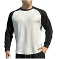 thumbnail image 3 of UVEASISHA Men's Athletic Shirts Raglan Long Sleeve Crewneck Pullover Tops Color Block Casual Gym Workout Shirt Fall Fashion Clothes White S, 3 of 6