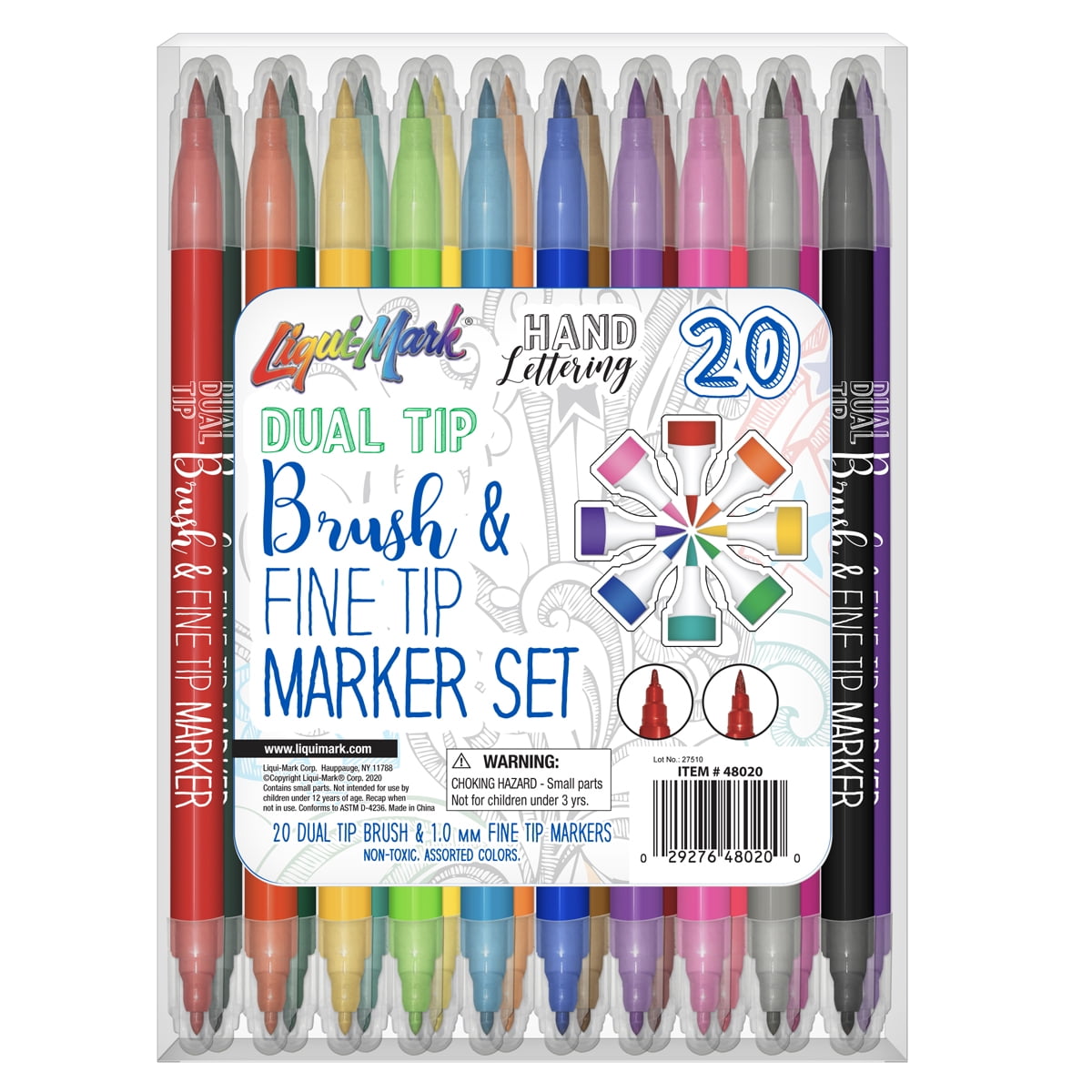 LiquiMark 20ct Dual Tip Brush + Fine Tip Watercolor Markers