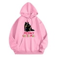 thumbnail image 4 of Tiweut Womens Christmas Hoodies Hoodies Santa Cat Printed Sweatshirt Long Sleeve Hooded Loose Fit Pullover Regular Tops Pink,L, 4 of 4