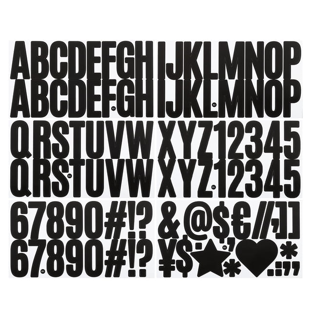Unique Bargains Alphabet Letters Numbers Stickers, 30 Sheets Self Adhesive Large Decal, Black