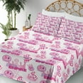 thumbnail image 3 of Ambesonne Emoji Fitted & Top Sheet Set with Shams, Pinkish Design Sayings Faces, Off White Magenta, 3 of 5