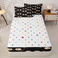 thumbnail image 4 of Manfei Kawaii Cat Zipper Queen Comforter Set with Fitted Sheet and 2 Pillowcases, Galaxy Kitten Zipper Bedding Set, Black Cream, Polkadot Reversible, 4pcs, 4 of 7