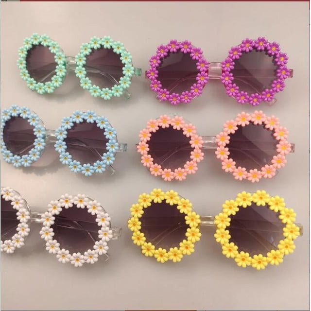 Gafas de sol con forma de girasol para niños y niñas, bonitas gafas de sol con forma de flor, para salidas de primavera, de 1 a 6 años