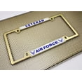 thumbnail image 3 of [Officially Licensed Product] - Veteran U.S. Air Force with Wings Symbol - Domed Custom-Made Personalized Narrow (Thin) Top 4 Hole Metal Car License Plate Frame with Free caps - Gold Frame (Qty: 1), 3 of 8