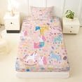 thumbnail image 3 of Castle Fairy Unicorn Letter T Twin Sheet Sets 3pcs for Kids,Kawaii Animal Bedding, 3 of 6