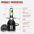 thumbnail image 3 of H4 9003 LED Headlight Bulbs, 12000LM Per Set White for High and Low Beam Hi/Lo Plug and Play, Pack of 2，Compatible for 2014 Toyota Tacoma, 3 of 7