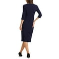 thumbnail image 4 of INSPIRE CHIC Women's Sheath Dress Boat Neck 3/4 Sleeves Split Hem Wear-to-Work Midi Dresses Navy Blue XL, 4 of 7