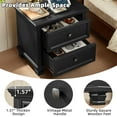 thumbnail image 6 of Farmhouse Nightstand with Charging Station, Rustic Low Night Stand with 2 Drawers, Mid-Century Modern End Table with 4 Square Solid Wood Legs, Small Dresser for Bedroom, Home, Black, 6 of 16
