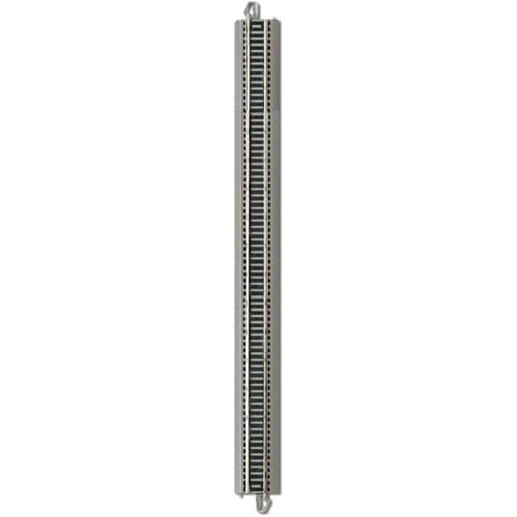 Trenes Bachmann - PISTA RECTA Snap-Fit E-Z de 18" - A GRANEL (25 piezas) - Riel de NÍQUEL PLATA con plataforma gris - Escala HO
