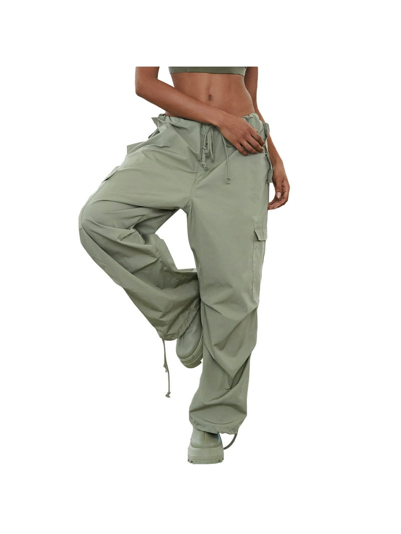 FOCUSNORM Women Drawstring Jogger Side Big Pockets Casual Loose Leg Long Sports Trousers - Walmart.com