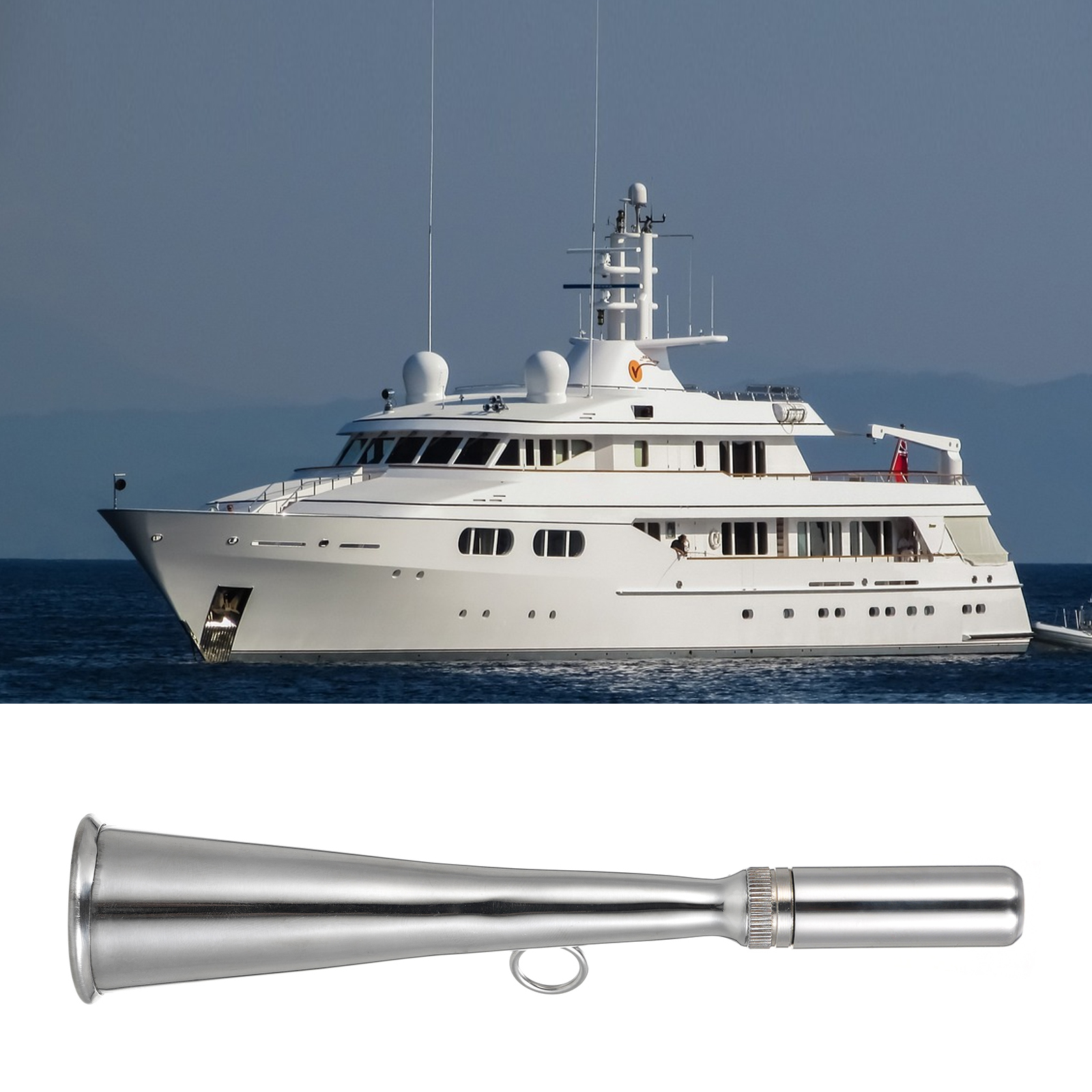 Corne De Brume Portative En Acier Inox - Pour Bateaux, Kayaks, Urgences - Son Clair, Embout Amovible