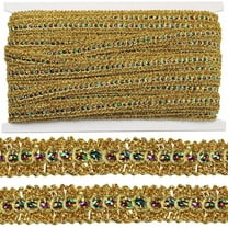 1/2 Inch Gold Gimp Braid Trim Metallic Lace Woven Ribbon Trim Colorful Polyester Fabric Upholstery Trimming Bulk