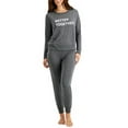 thumbnail image 3 of FAMILY PJs Sets Gray Elastic Band Graphic Long Sleeve Crew Neck T-Shirt Cuffed Everyday  Size L, 3 of 3