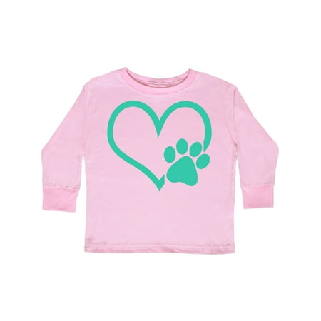

Inktastic Teal Heart With Paw Print Gift Toddler Boy or Toddler Girl Long Sleeve T-Shirt