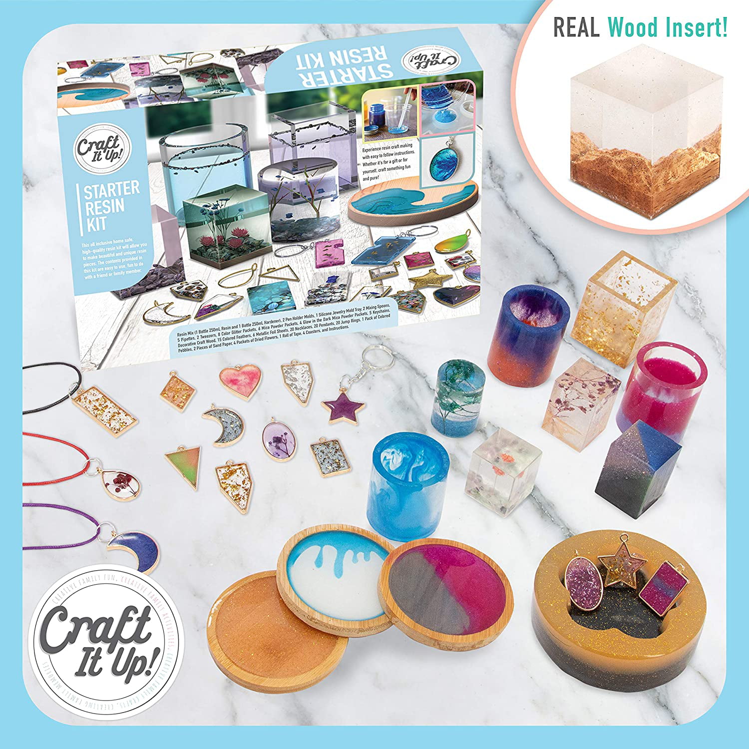 Resin Kit by Craft It Up! - Complete Starter Jewelry Making Resin Kit for  Beginners - All Inclusive Craft Resin Starter Kit - Epoxy Resin Kit with  Molds, Charms, Dyes & Dry