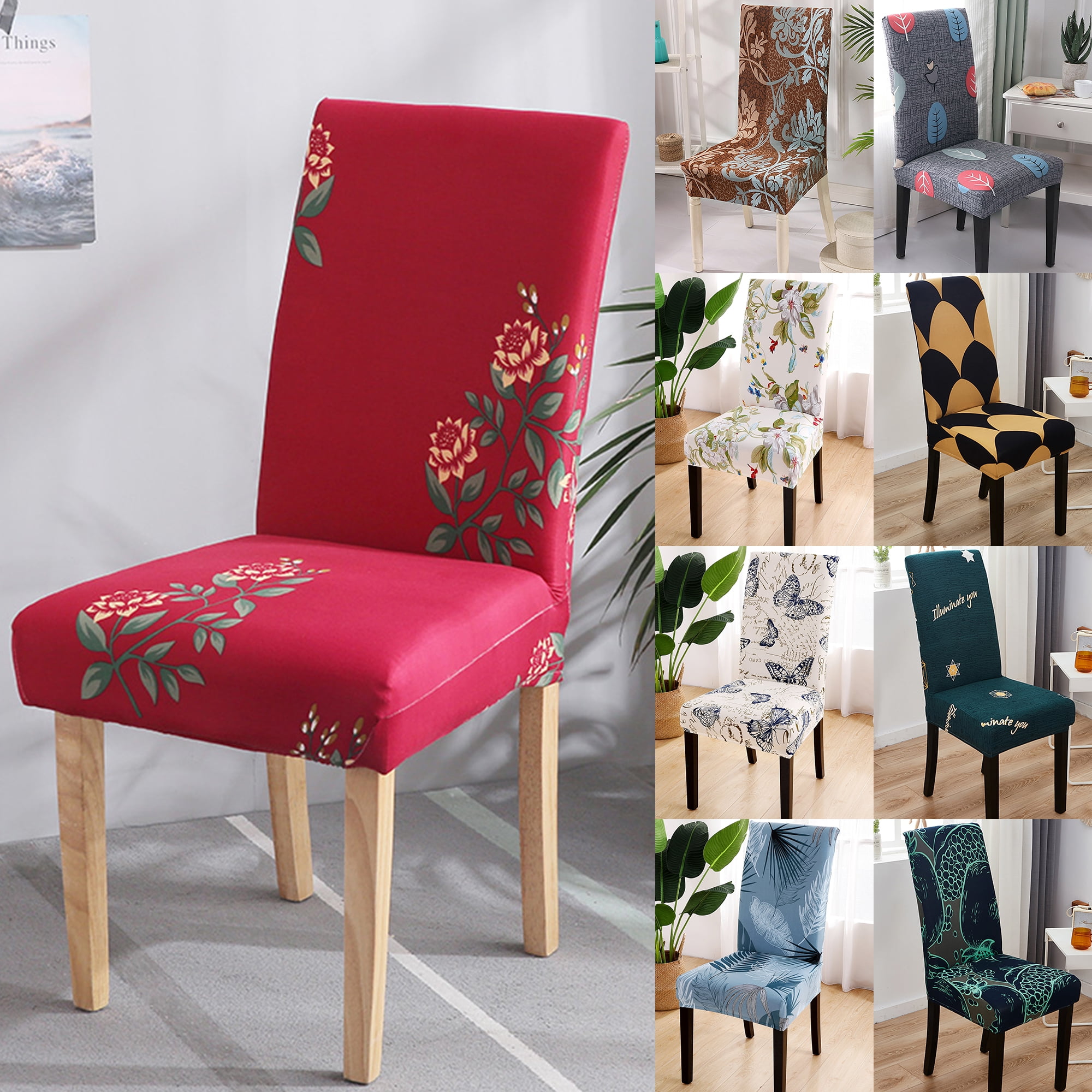 8pcs Stretch Dining Chair Covers Slipcovers Wedding Home Decoration Seat Covers 