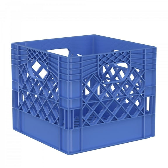 16QT Heavy Duty Square Milk Crate Versatile Storage Solution for Home Office or Garage Organization (Blue)