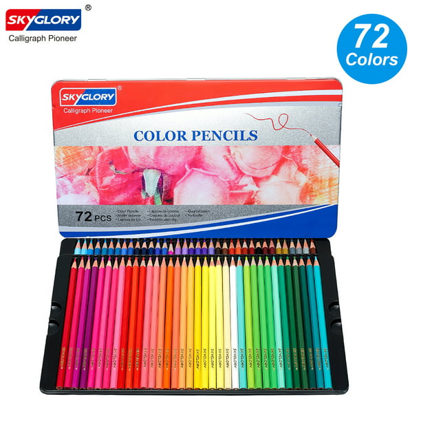 SKYGLORY 72 Colored Pencils Set Pre-Sharpened Oil Color Pencils with Metal  Storage Case Art Supplies for Children Students Adults Professionals 