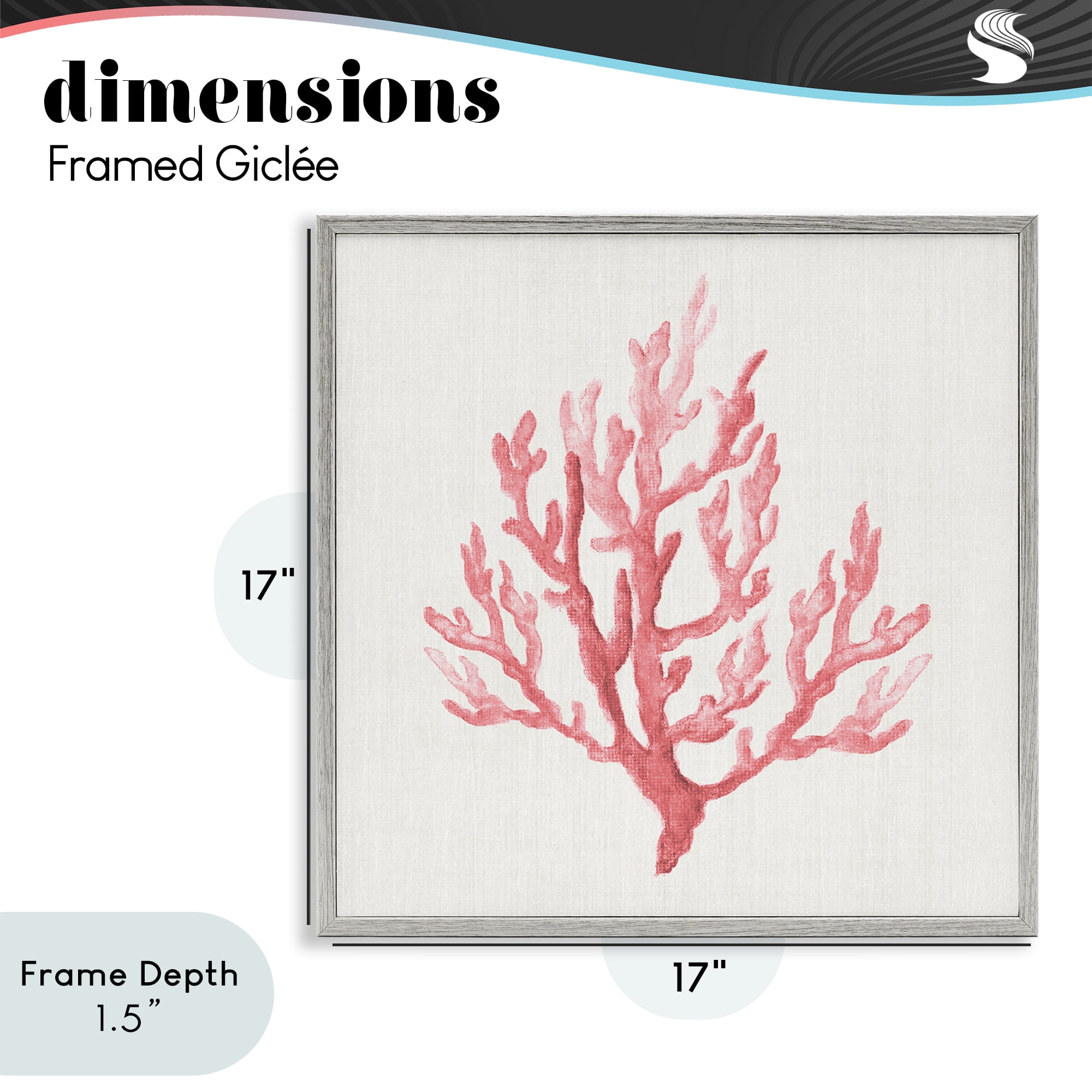 Stupell Industries Muted Pink Coral Branch Gray Framed Giclee Art, design by Janet Tava
