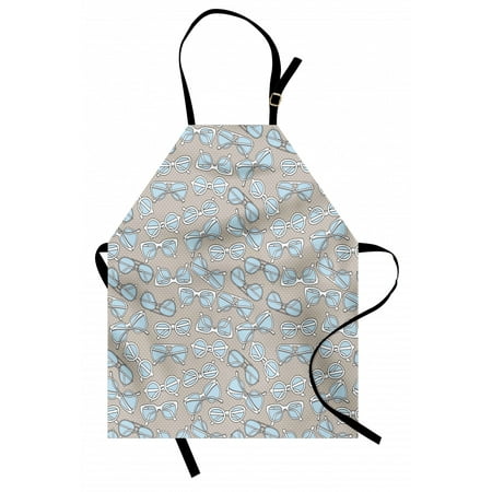 

Retro Apron Vintage Hipster Glasses Pattern on Polka Dots Backdrop Eyesight Optic Design Unisex Kitchen Bib Apron with Adjustable Neck for Cooking Baking Gardening Pale Blue Tan White by Ambesonne