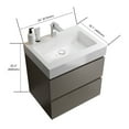 thumbnail image 4 of 24" Bathroom Vanity, Modern Floating Washstand with Sink, 2 Drawers, Sleek Handle-free Design, Wall Mounted Vanity for Bathroom, Apartment, Guest Room, White & Gray, 4 of 8