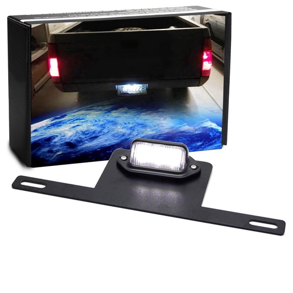Heavy Duty Steel Built License Plate Holder w/Xenon White LED Tag Light, For Car Truck RV Trailer Universal Fit