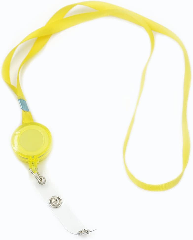 Angelakerry 10pcs Yellow Retractable Pull Chain Reel ID Card Badge