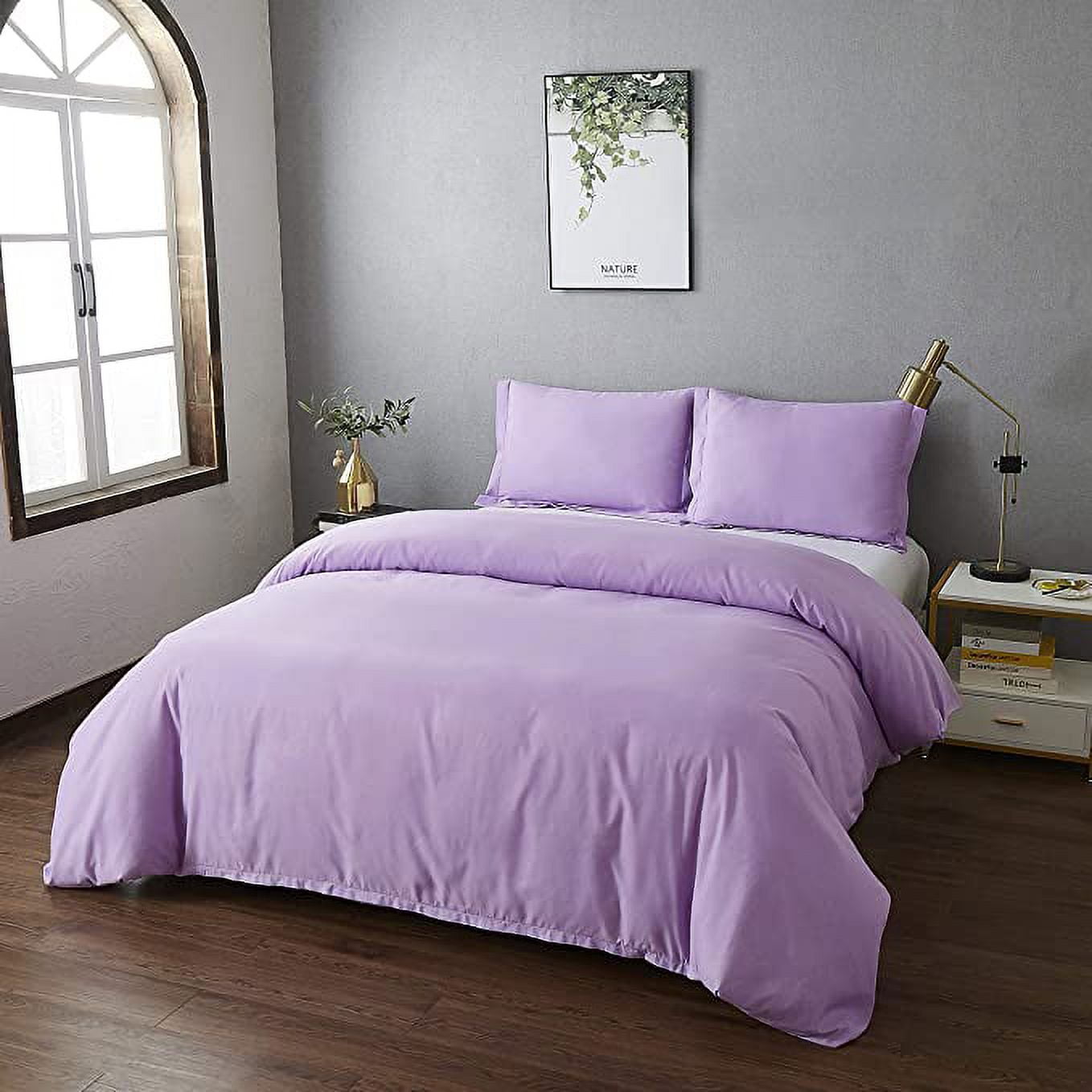 800 Thread Count 100% Egyptian Cotton 3 Piece Duvet Set with Zipper Closure & Corner Cal King/King 3 Pc Duvet Set Color Lavender Solid