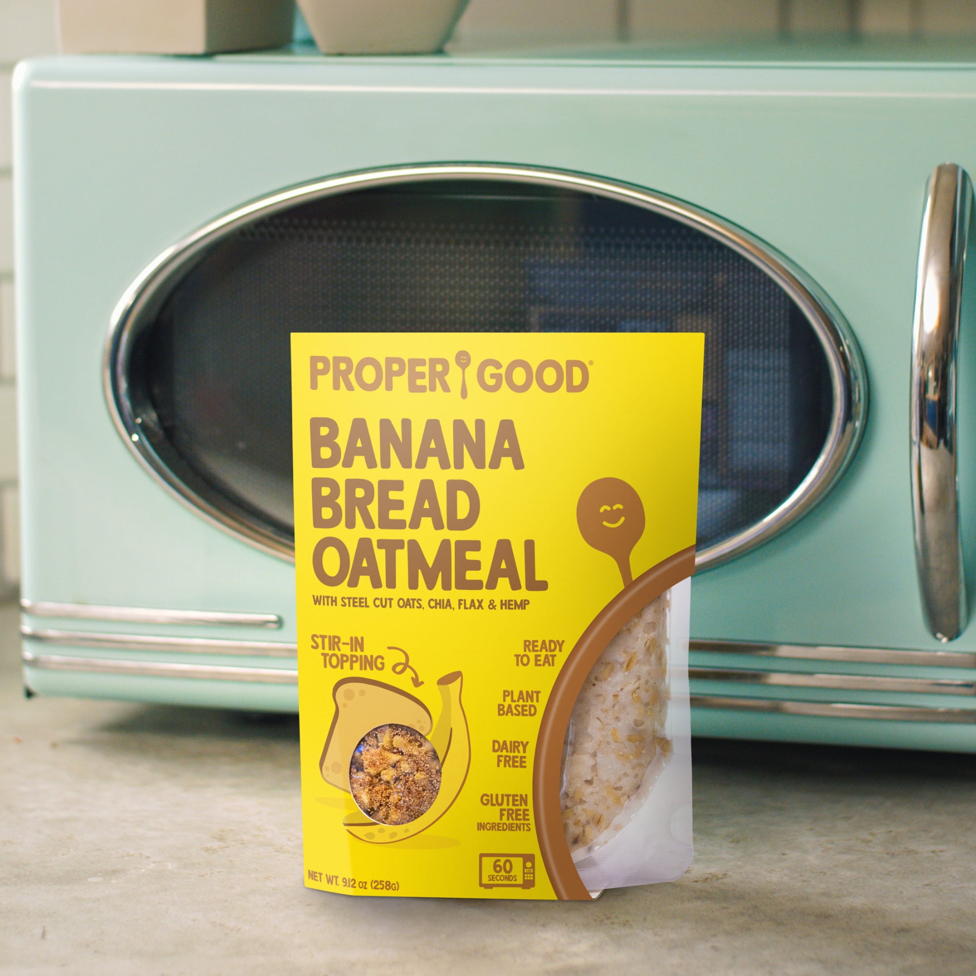Proper Good Instant Oatmeal, Banana Bread, Steel Cut Oats, Shelf-Stable, 9.12 oz Packet
