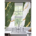 thumbnail image 2 of Green Marble Sheer Curtains 63 Inch Length 2 Panels Set, Luxury Gold White Abstract Cracks Artwork Voile Window Treatment Rod Pocket Curtains Sheers Drapes for Bedroom/Living Room/Kitchen 52x"63"x2, 2 of 7
