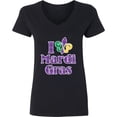 thumbnail image 3 of Inktastic I Love Mardi Gras Women's V-Neck T-Shirt, 3 of 5