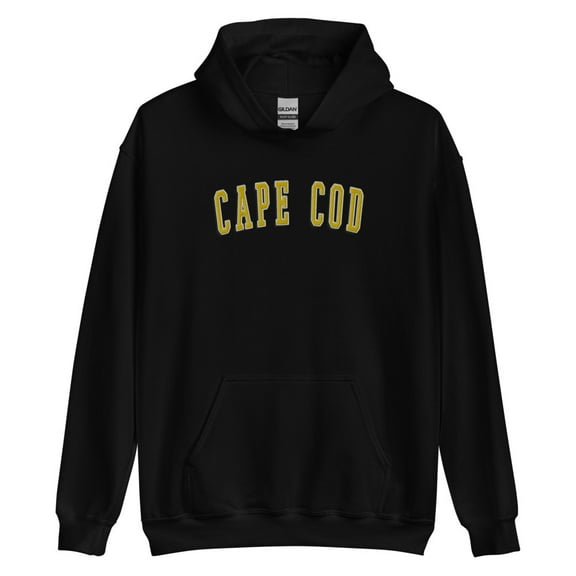 Cape Cod Yellow Embroidered Hoodie (Black, S)