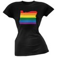 thumbnail image 1 of Oregon LGBT Lesbian Pride Rainbow Black Juniors Soft T-Shirt, 1 of 1