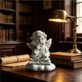 thumbnail image 6 of Resin Cherub Angel Figurines Set 4 Cute Praying Reading Cupid Statue Shelf Kitchen Desk Tabletop Home Decor Memorial Gift, 6 of 7