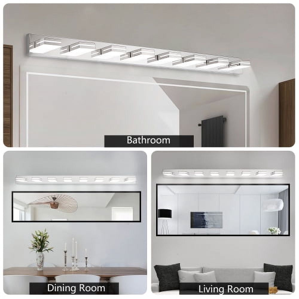 Hi-LIGHTS,8-Lights Modern Chrome LED Vanity Light,Wall Sconce,Sleek Minimalist Design,Energy-Efficient for Bathroom,Dressing room,Living Room,Bedroom(Chrome)