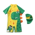 thumbnail image 3 of Gubotare One Piece Swimsuit Boys Baby Boy One-Piece Swimsui Cartoon Bathing Suit Beach Swimwear with Summer Hat 1T 2T (Green,1-2 Years), 3 of 4
