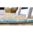 thumbnail image 2 of Unique Loom Positano Collection Coastal, Modern, Abstract, Turtles, Distressed, Vintage Area Rug, 2' 2 x 6' 7, Beige/Blue, 2 of 2