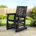 thumbnail image 3 of Ktaxon Patio Glider Chair, Floral Backrest, Side Cup Holder, Fir Wood, 28in, Black, 3 of 9