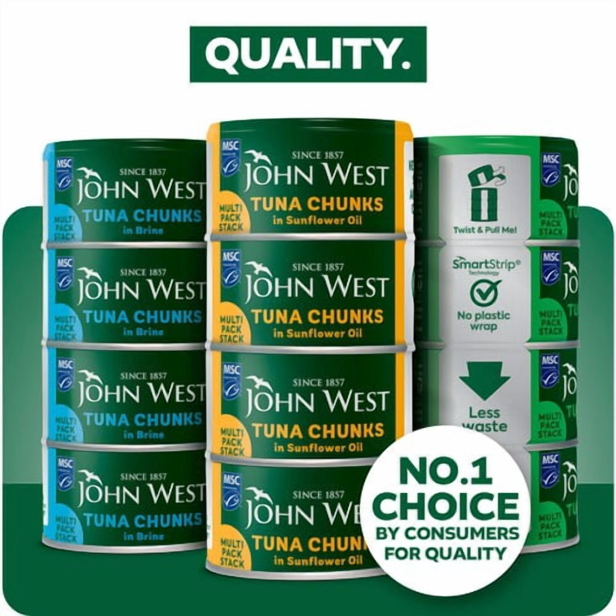 John West Tuna Chunks in Sunflower Oil MSC 4 x 125g, British Import (Pack of 3)
