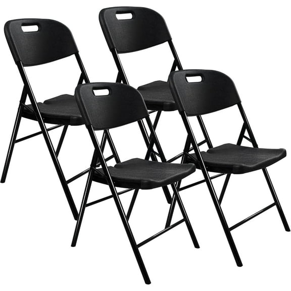 4 Pack Folding Chair, 700 lb Weight Capacity,Indoor/Outdoor Heavy Duty Foldable Chairs for Restaurants, Kitchens, Picnics, Races, Parties & Weddings. (4, Black)