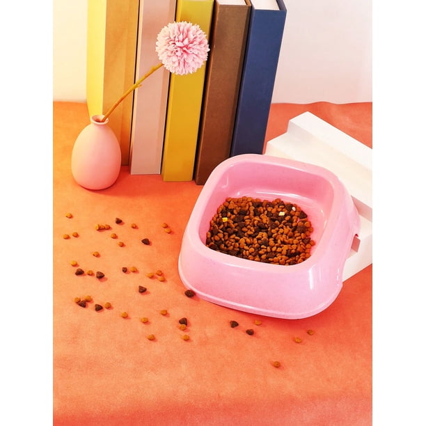 1pc Pink Candy-Colored Square Straw Fiber Pet Bowl, Convenient & Easy To Clean Food&Wate Bowl For Cats And Dogs
