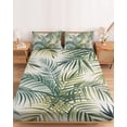 thumbnail image 2 of Twin XL Size Fitted Sheet Set - Palm Leaf 2 Piece Bedding Sets 16" Deep Pocket Fitted Sheet with 1 Pillowcases, Green Tropical Plant Summer Botanical Brushed Microfiber Hotel Luxury Bed Sheets, 2 of 9