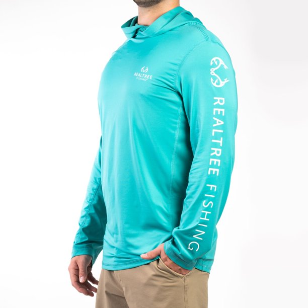 Realtree - Realtree Men's Long Sleeve Performance Fishing Hoodie - Teal, 3XL - Walmart.com 